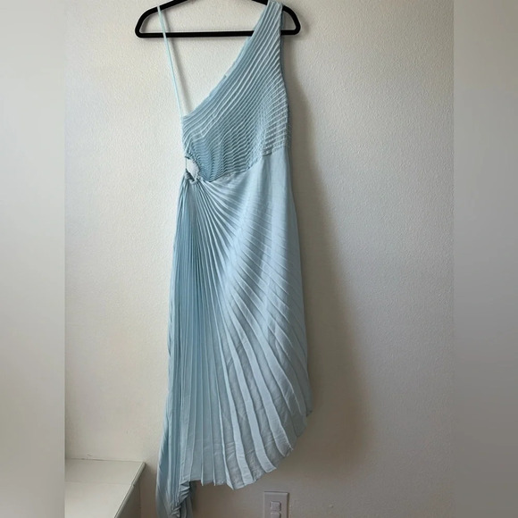 ALC Delfina Matte Pleated Dress Aqua Baby Blue US 4 - Picture 3 of 12